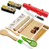 Herramientas para Hacer Sushi, Cuchillo para Sushi, Esterilla de Bambú para Enrollar, Plato de Cerámica, Cuchara Japonesa para Arroz, Juego de Moldes para Bolas de Arroz y Sushi