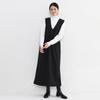Outono e inverno estilo coreano novo vestido sem mangas com decote em V desgaste externo das mulheres over-the-knee colete vestido cor sólida vestido de fenda traseira plus size