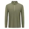 Camisa tipo polo de manga larga, peso pesado, con cremallera media y cuello alto, de lyocell mercerizado de doble cara para primavera y otoño, con logo impreso personalizado, en stock