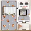 Cortina de Porta de Algodão Espessa de Inverno com Padrão de Desenho Animado, Design Dividido Magnético, Silenciosa, Autoadesiva, Não Requer Furação, Designs Personalizados Disponíveis