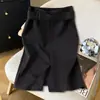 Falda midi de letras ajustada de cintura alta para mujer, otoño/invierno, elegante, versátil, de longitud media, que abraza la cadera, retro, cubre las caderas, falda moldeadora
