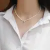 Colar de Pérolas Retrô Francês Feminino Design de Nicho Sensação de Alto Padrão Corrente de Clavícula de Prata Esterlina Corrente de Colar Elegante da Moda Versátil