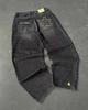 Jeans de Estilo Callejero para Comercio Electrónico Transfronterizo Y2K Harajuku Hip-Hop Estampado de Letras Retro Azul Holgados de Cintura Media Pierna Ancha Venta al por Mayor