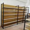 Estanterías de Supermercado con Impresión por Transferencia de Madera, Estantería de Cuatro Columnas de Múltiples Niveles de un Solo/Doble Lado para Tiendas de Conveniencia de Alta Gama, 14 Estantes para Papelería