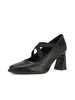 Zapatos Mary Jane Cuadrados Retro Estilo Francés con Correas Elásticas Cruzadas, Tacones Gruesos, Tacones de Cuña Rojos Bajos, Zapatos de Cuero Adelgazantes, Tacones Altos