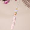 Pingente de Borla de Jade Branco Bicolor DIY Estilo Antigo Lótus Acessório Hanfu Pingente de Leque Pingente de Flauta Ornamento para Pendurar na Cintura Estilo Fresco