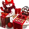Nuevo Juego de Decoración de Mesa de Café para Sala de Estar Estilo Chino, Decoración de Ambiente de Boda, Mantel, Vajilla, Decoración de Habitación de Boda, Camino de Mesa, Tazas de Té