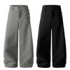 K328 Estilo Americano Retro Neutro Colgante de Gama Alta Pierna Ancha Diseño Metálico Sueltos Pantalones Casuales tipo Cimitarra para Hombre