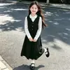 Conjunto de Colete Estilo Britânico com Saia Plissada para Meninas 2026 Novidades Primavera/Outono Conjunto de Três Peças Estilo Acadêmico para Crianças Maiores