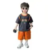 Conjunto de Roupa de Verão com Zíper e Manga Curta para Crianças 2026 Novo Estilo de Verão Fresco Conjunto Esportivo de Duas Peças para Bebê Roupas Finas Tendência