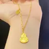 Collar de Calabaza Auspiciosa Hielo Triturado Pepita de Oro Antigua Fortuna y Riqueza Joyería Nueva Cadena de Clavícula de Calabaza Estilo Chino