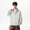 Cardigan Suéter Americano Retro Color-Blocked com Gola Alta, Unissex, Novo Estilo Primavera 2026, Jaqueta Simples de Corte Solto para Casal