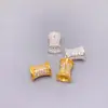 Plata de Ley S925 Cuentas Cilíndricas Espaciadores de Agujero Grande Zirconia Incrustada en Oro Material de Accesorios de Plata para Pulseras DIY