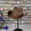 Chapéu de Cowboy Ocidental Simples para Casal Primavera e Verão Chapéu de Palha Unisex Chapéu de Sol de Praia Chapéu Jazz