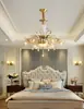 Lustre todo em cobre estilo europeu, luz principal para sala de estar, luz de jantar duplex de luxo americano, luz para quarto, luz para escritório, atacado