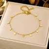 Pulsera de joyería de moda dorada ins para combinar con todo, pulsera de acero de titanio simple de lujo ligero, trébol de cuatro hojas para mujer, transfronteriza