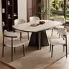 Conjunto de mesa de jantar e cadeiras de ardósia de luxo leve estilo italiano para casas pequenas, mesa de jantar dobrável extensível de uso duplo quadrado e redondo para sala de estar, design simples