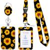 Hebilla ovalada de aleación de zinc con girasol de fácil extracción, cordón de poliéster de fácil extracción con flor de cinco pétalos, tarjetero de PVC con estampado de leopardo