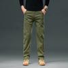 Pantalones casuales de otoño 2024 para hombre, moda sencilla, verde militar, cómodos, ajustados y rectos, para negocios.