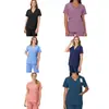 Roupas de Trabalho Protetoras de Manga Curta com Decote em V Novas para Mulheres Uniforme de Trabalho Uniforme de Enfermeira Traje Roupas de Lavar à Mão de Alta Qualidade