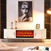 2 m Gabinete de TV para Lareira Branco Simples Madeira Maciça Lareira Elétrica Simulada Gabinete Decorativo Lareira de Placa de Rocha para Vila Aquecimento