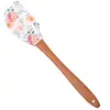 Espátula de Silicone Criativa Fofa com Padrão Impresso Cozinha Assar Sobremesa Bolo Espátula Doméstica Cabo de Madeira Espátula de Creme