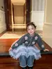 Nueva pieza mágica versátil para niñas: Falda decorativa linda de algodón y malla en capas estilo coreano para niñas pequeñas