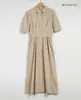 Elegante Estilo Coreano Nueva Camisa Vestido de Verano Fresca y a la Moda con Cintura Ajustada de Manga Corta con Cuello Camisero de Un Solo Botón Ropa para Mujer