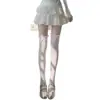 Medias de Encaje con Lazo Dulces Hasta la Rodilla Botas Estilo Japonés JK con Corte Alto Tubo Lolita Primavera y Otoño Blanco