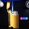 Nuevo Encendedor de Chorro Azul Metálico con Llama, Recargable, Antiviento, Electrónico, Tanque de Gas Visible, Regalo Personalizado de Alta Gama para Novio, Moderno