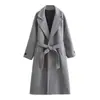 Z Estilo Europeu Transfronteiriço 2026 Nova Moda Elegante Feminino Atacado Para o Trabalho com Cinto Casaco de Lã 2052142