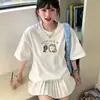 Camiseta popular de verano para mujer, manga corta, dulce y femenina, estilo coreano, estampada, casual, estilo ins, camiseta básica versátil, comercio exterior transfronterizo