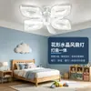 Luz de ventilador de cristal LED para uso doméstico em sala de estar e quarto, luz de ventilador de teto, direto da fábrica, soquete de rosca E27, lustre de ventilador em formato floral