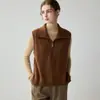 Chaleco sin mangas de cachemira para mujer con solapa, de doble capa, engrosado, en capas, de punto, nuevo estilo otoño e invierno, top interior de moda