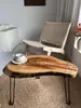Mesa de Centro Plegable de Madera Maciza, Mesa Pequeña Simple para Balcón Exterior, Mesa Baja Tatami para Sala de Estar, Mesa de Centro para Balcón