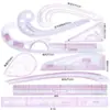Conjunto de réguas métricas transparentes para costura, para moda internacional, conjunto de réguas para moldes de curva francesa.