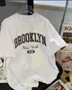 Camiseta Blanca de Algodón con Estampado de Letras de Manga Corta para Mujer, Marca Nueva de Moda Verano 2025, Top Holgado y Versátil
