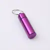 Carrinho de Armazenamento de Cartucho de Remédio de Liga de Alumínio para Exterior Cartucho de Remédio Selado à Prova d'Água Garrafa de Metal de Alumínio Garrafa de Remédio Pequena Conveniente com Chaveiro