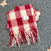 Cachecol Xadrez Vermelho de Natal para Mulheres no Outono e Inverno Estilo Coreano Imitação de Caxemira Luxo Acessível Alta Qualidade Cachecol Xale Quente