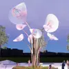 Escultura Grande de Flor Hueca de Acero Inoxidable Flor de Rosa Metálica Iluminación de Arte de Hierro Flor de Loto Adorno de Paisaje Exterior