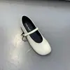 Sapatos Mary Jane Planos Estilo Retrô para Mulheres, Lançamento Primavera 2026 Mocassins de Couro Macio com Bico Redondo e Fivela