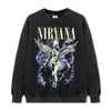 Camiseta Retro Grunge Rock Americana Nirvana Hombro Caído Manga Corta Unisex Sudadera con Capucha de Algodón Pesado Mayoreo