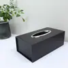 Caja de pañuelos de madera y cuero estilo europeo para sala de estar, hotel, restaurante, KTV, uso doméstico, con logo