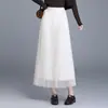 Falda plisada de dos vías línea A de malla para Otoño/Invierno 2026, adelgazante, nueva, versátil, de cintura alta, larga