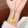 Collar de Candado Ruyi Estilo Chino para Mujer, Colgante de Candado de Paz con Cuerda Trenzada, Cadena para Clavícula, Lujo Ligero, Exquisito, Significado Auspicioso, Cadena para el Cuello