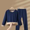 Roupa Térmica de Lã de Camelo para Homens, Espessada com Lã Térmica Adicionada, Retém o Calor e à Prova de Frio, Adequada para Meia-Idade e Idosos, Conjunto de Outono para Homens e Mulheres
