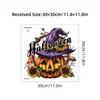 Sombrero de Bruja de Halloween Lámpara de Calabaza Pegatinas de Pared Autoadhesivas Diseño de Atmósfera Festiva para Habitación Pegatinas Decorativas BR0596C