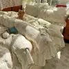Todo Algodão Estilo Princesa Renda Grande Conjunto de Quatro Peças ins Fresco Algodão Puro Estilo Coreano Romântico Roupa de Cama Lençol Capa de Edredom Quarto Conjunto de Três Peças 4
