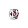 Broche Pandora de Plata de Ley 925 con Resina en Forma de Corazón de Flor de Durazno con Incrustación Completa de Diamantes, Tendencia de Moda Personalizada