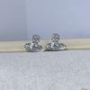 Pendientes Sencillos Chapados en Oro de Cobre con Aguja de Plata 925 con Brillo Fino Pendientes Reina Madre Saturno Par de Pendientes de Aguja de Plata